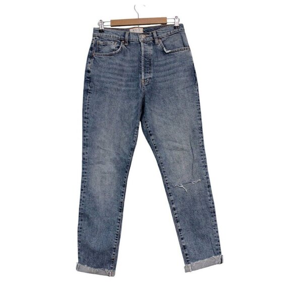 We The Free Denim - We The Free People Jeans Size 31 Straight Leg Button Fly Distressed High Rise